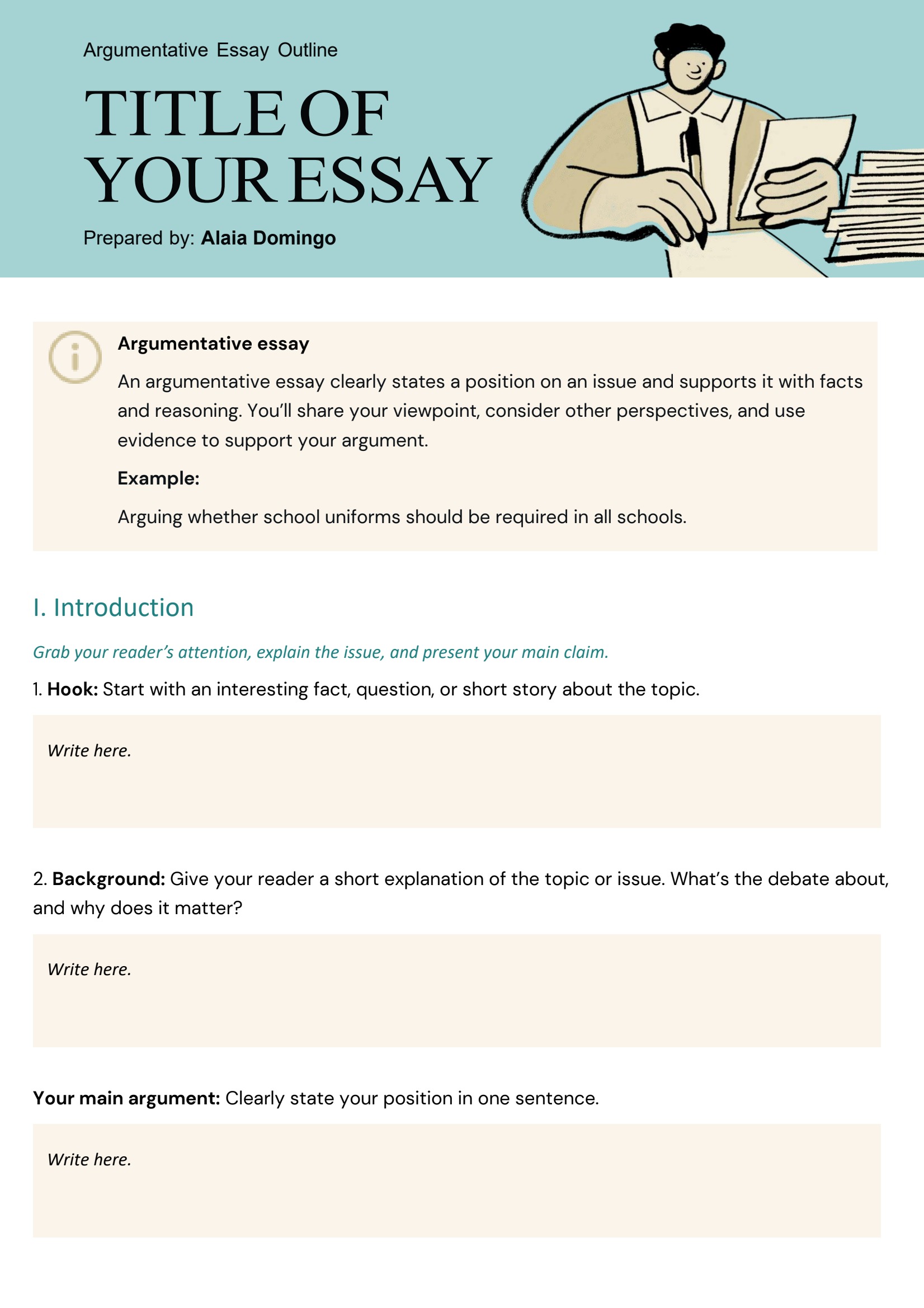 Argumentative Essay Outline